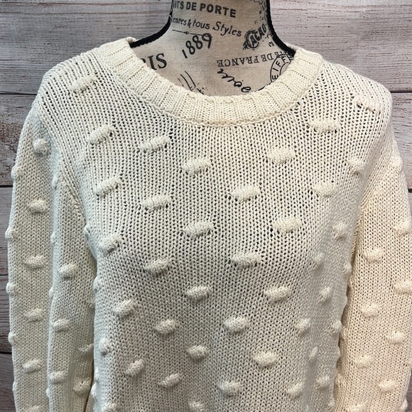 Vince Camuto Popcorn Sweater Antique White Cotton Size Large - Picture 3 of 10